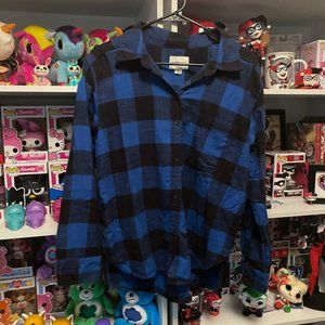 American Eagle AE blue plaid buffalo check boyfriend flannel small
